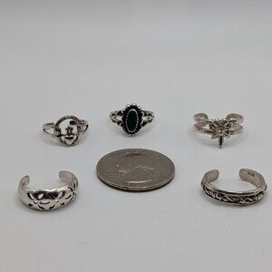 Sterling Silver Toe Rings Lot of 5